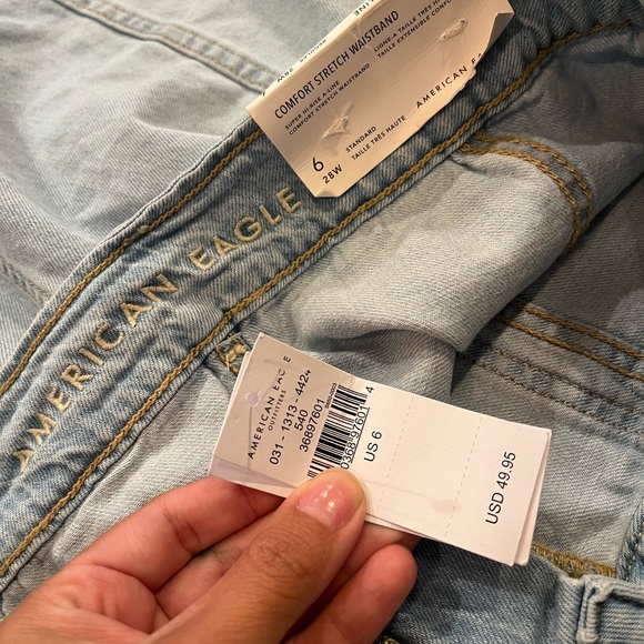 American Eagle Denim Pocket Skirt SUPER HI-RISE A-LINE COMFORT STRETCH WAISTBAND - Picture 7 of 7